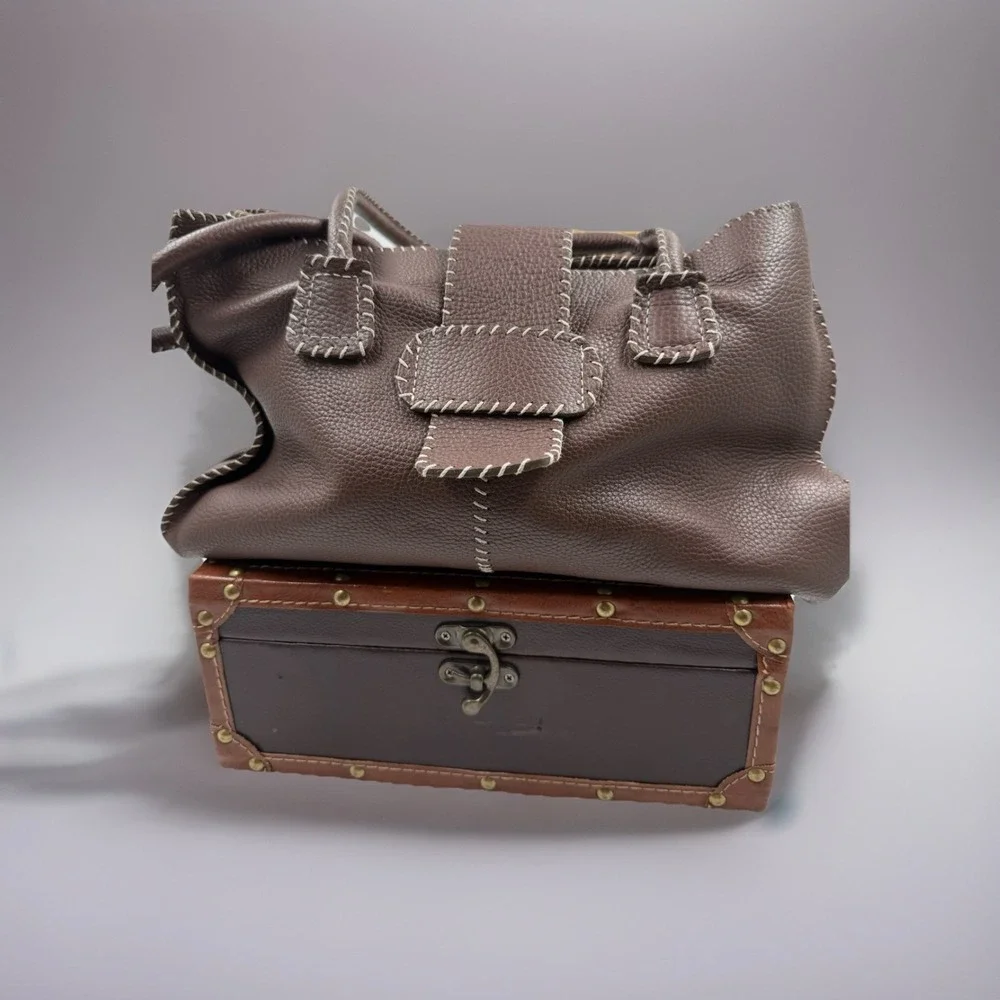 OMBU‎ BROWN SUEDE LEATHER SHOULDER HANDBAG